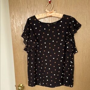 Ann Taylor Factory Black Ruffled Blouse